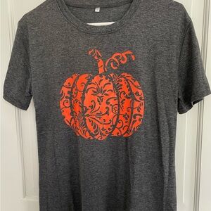 Grey T-Shirt with Fancy Pumpkin